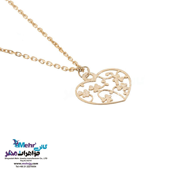 آویز ساعت طلا - طرح قلب و شبدر