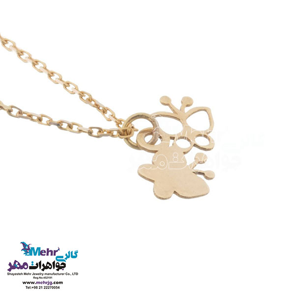 آویز ساعت طلا - طرح پروانه