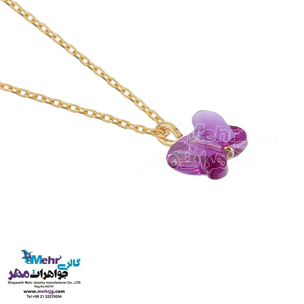 آویز ساعت طلا - سنگ سواروسکی پروانه