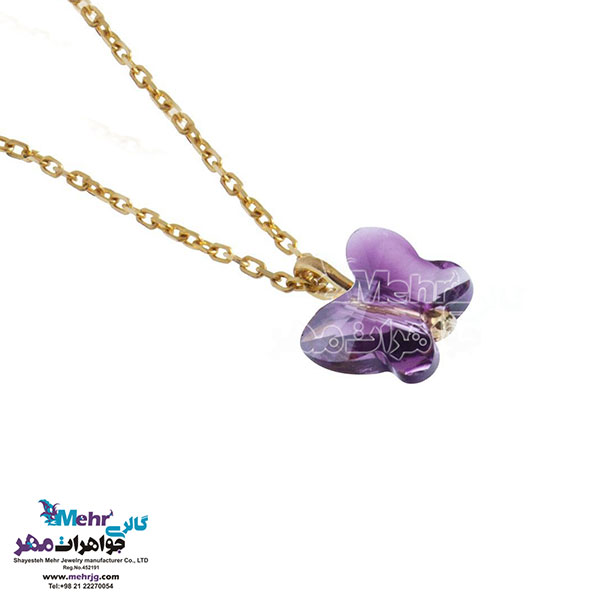 آویز ساعت طلا - سنگ سواروسکی پروانه