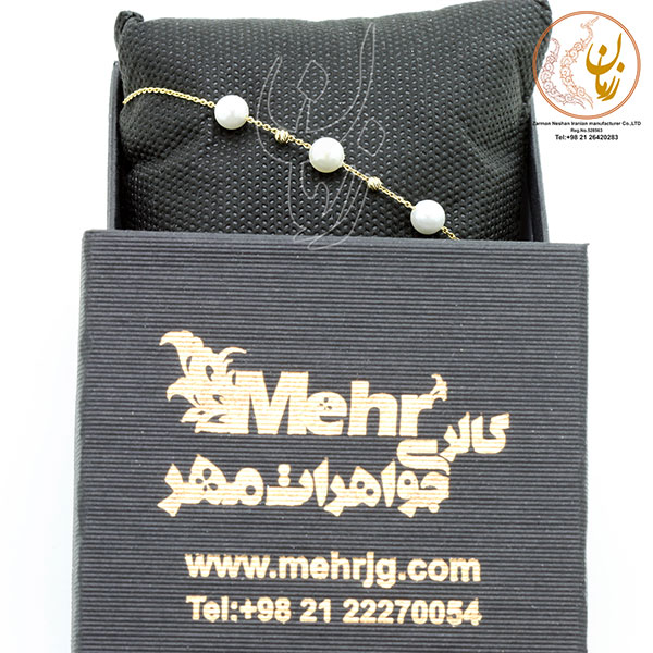 دستبند طلا و سنگ - طرح مروارید نشان