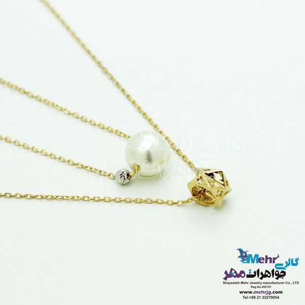 گردنبند طلا - طرح مروارید نشان