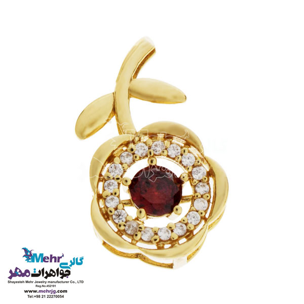 آویز طلا - طرح شاخه‌ی گل