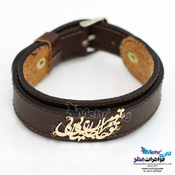 دستبند طلا و چرم - طرح شعر