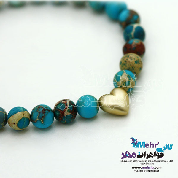 دستبند طلا و سنگ - طرح قلب