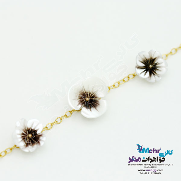 دستبند طلا و سنگ - صدف گل