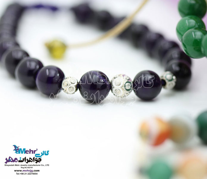 دستبند طلا و سنگ - طرح گوی برفی