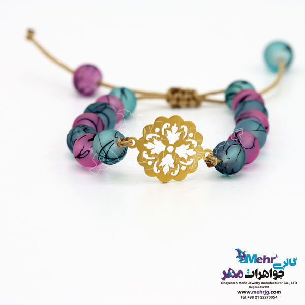 دستبند طلا و سنگ - طرح گل