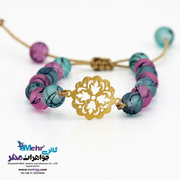 دستبند طلا و سنگ - طرح گل