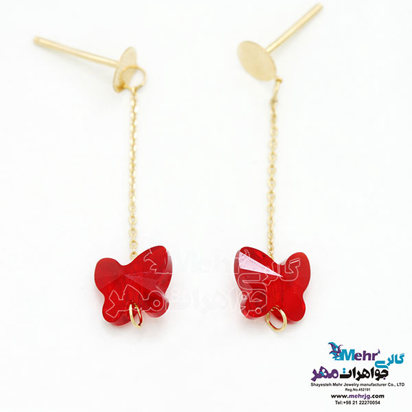 گوشواره طلا - سنگ سواروسکی پروانه