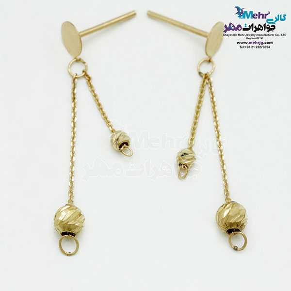 گوشواره طلا - طرح گوی تراش
