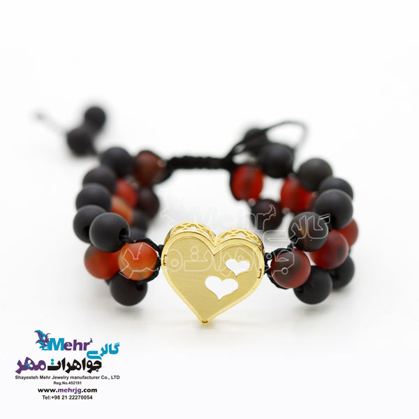 دستبند طلا و سنگ - طرح قلب