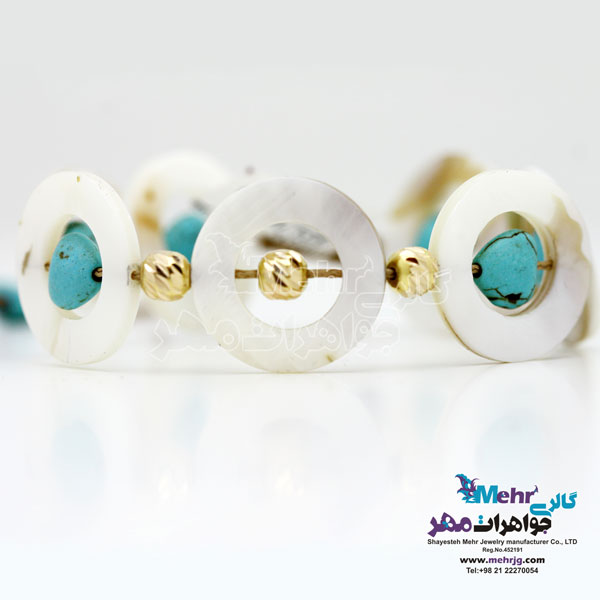دستبند طلا و سنگ - طرح گوی تراش
