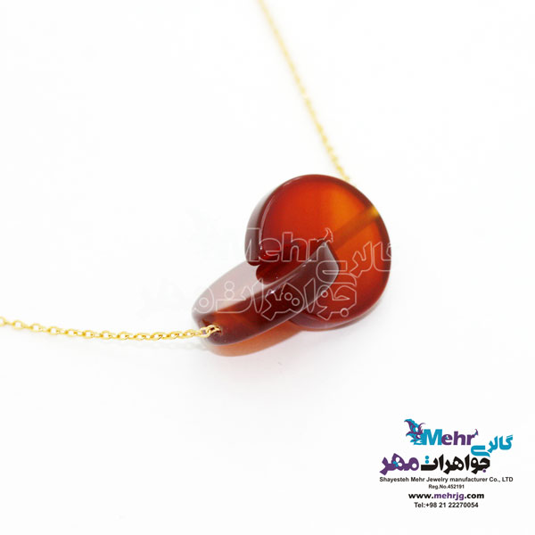 گردنبند طلا - سنگ عقیق