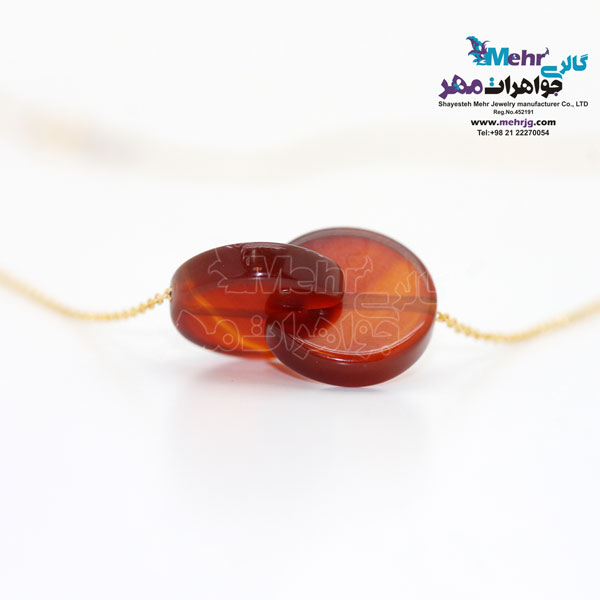گردنبند طلا - سنگ عقیق