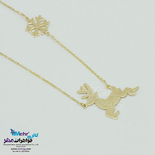 گردنبند طلا - طرح گوزن و برف