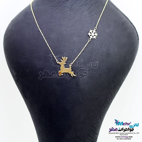 گردنبند طلا - طرح گوزن و برف