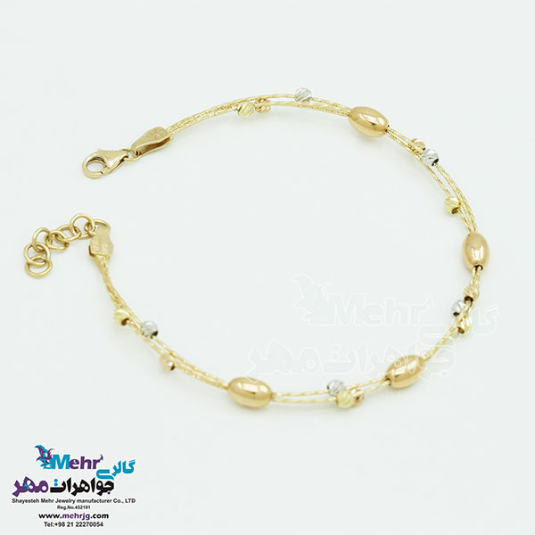 دستبند النگویی طلا - طرح گوی تراش