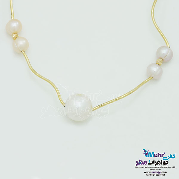 گردنبند رولباسی طلا - طرح مروارید نشان