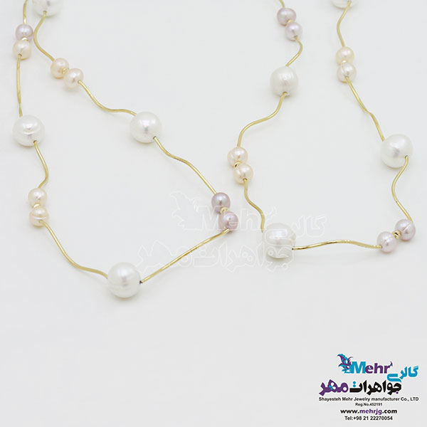 گردنبند رولباسی طلا - طرح مروارید نشان