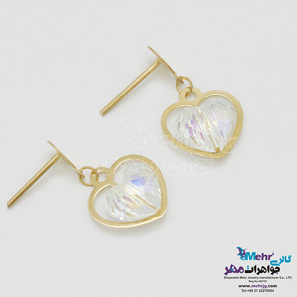 گوشواره طلا - سنگ سواروسکی قلب