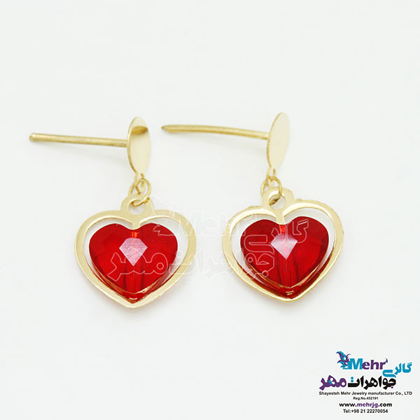 گوشواره طلا - سنگ سواروسکی قلب