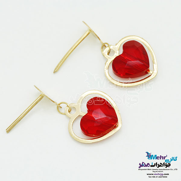 گوشواره طلا - سنگ سواروسکی قلب