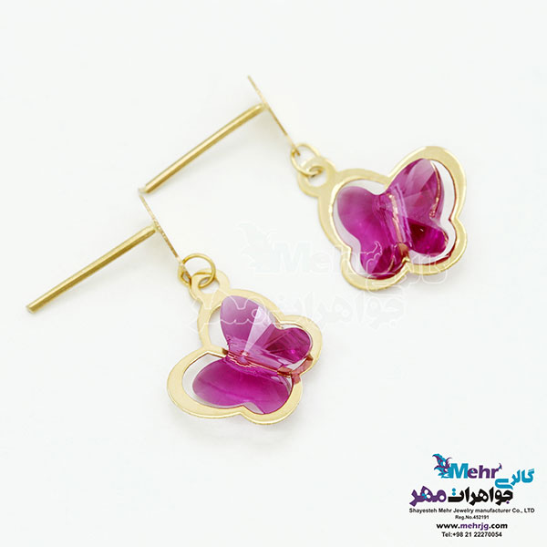 گوشواره طلا - سنگ سواروسکی پروانه