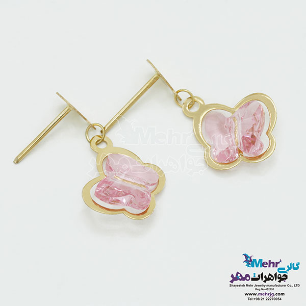 گوشواره طلا - سنگ سواروسکی پروانه