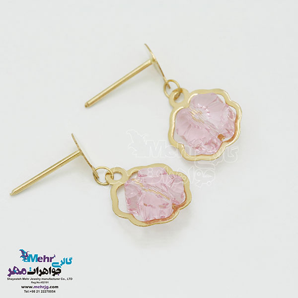 گوشواره طلا - سنگ سواروسکی گل