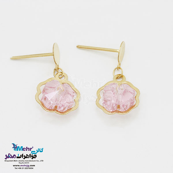 گوشواره طلا - سنگ سواروسکی گل