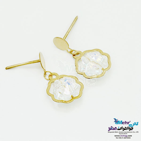 گوشواره طلا - سنگ سواروسکی گل