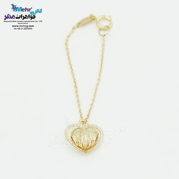 آویز ساعت طلا - سنگ سواروسکی قلب