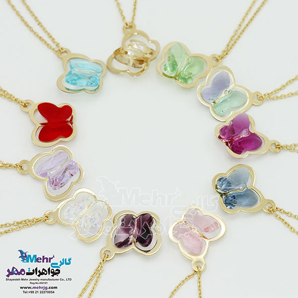 آویز ساعت طلا - سنگ سواروسکی پروانه