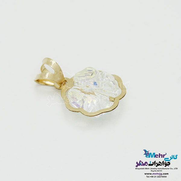 نیم ست طلا - آویز و گوشواره - سنگ سواروسکی گل
