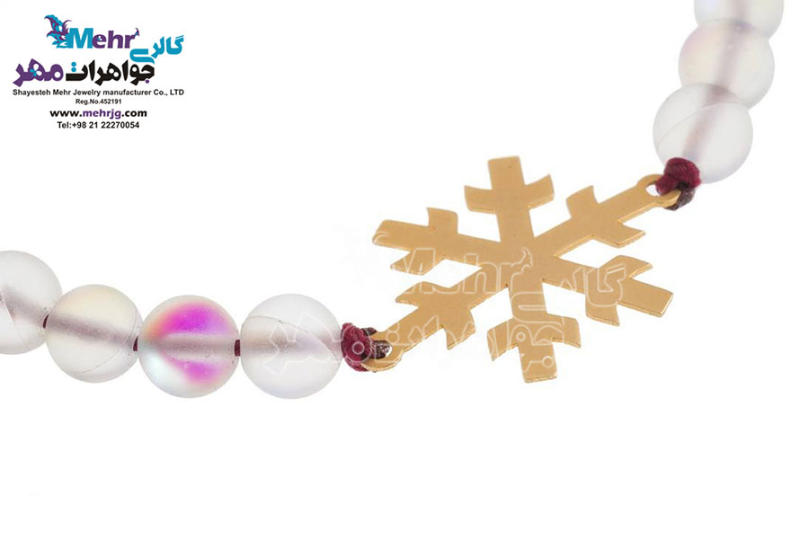 دستبند طلا و سنگ - طرح برف