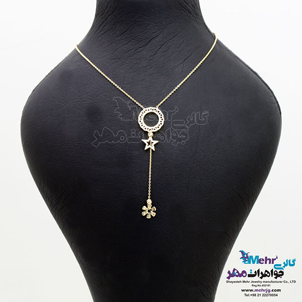 گردنبند طلا - طرح گل و ستاره