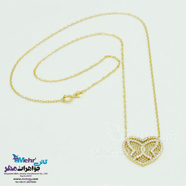 گردنبند طلا - طرح قلب و پروانه