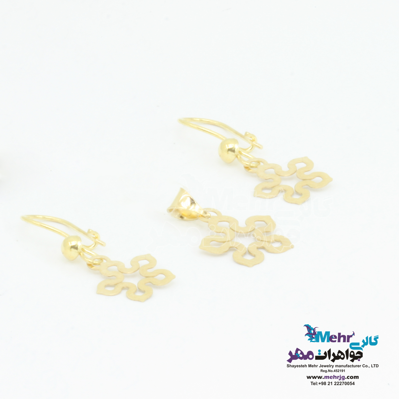 نیم ست طلا - آویز و گوشواره - طرح گل