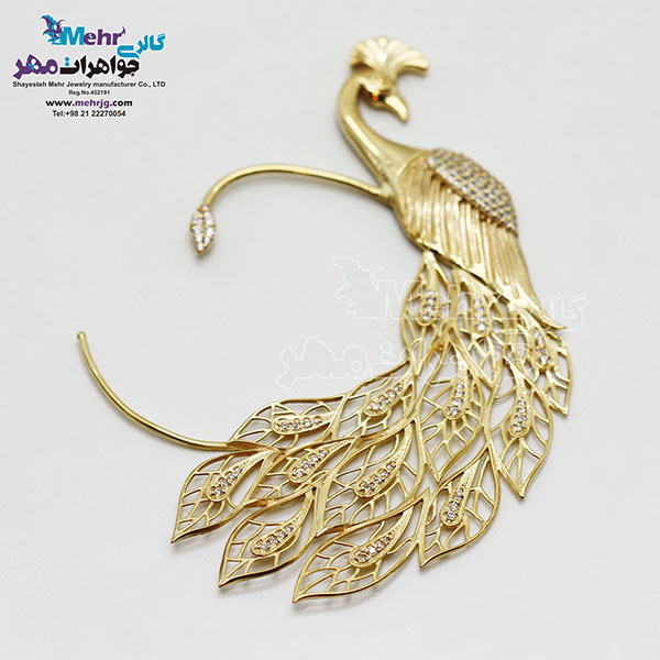 گوشواره لاله گوشی طلا - طرح طاووس