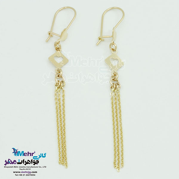 گوشواره طلا - طرح لوزی