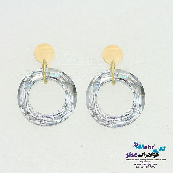 گوشواره طلا - سنگ سواروسکی رینگ