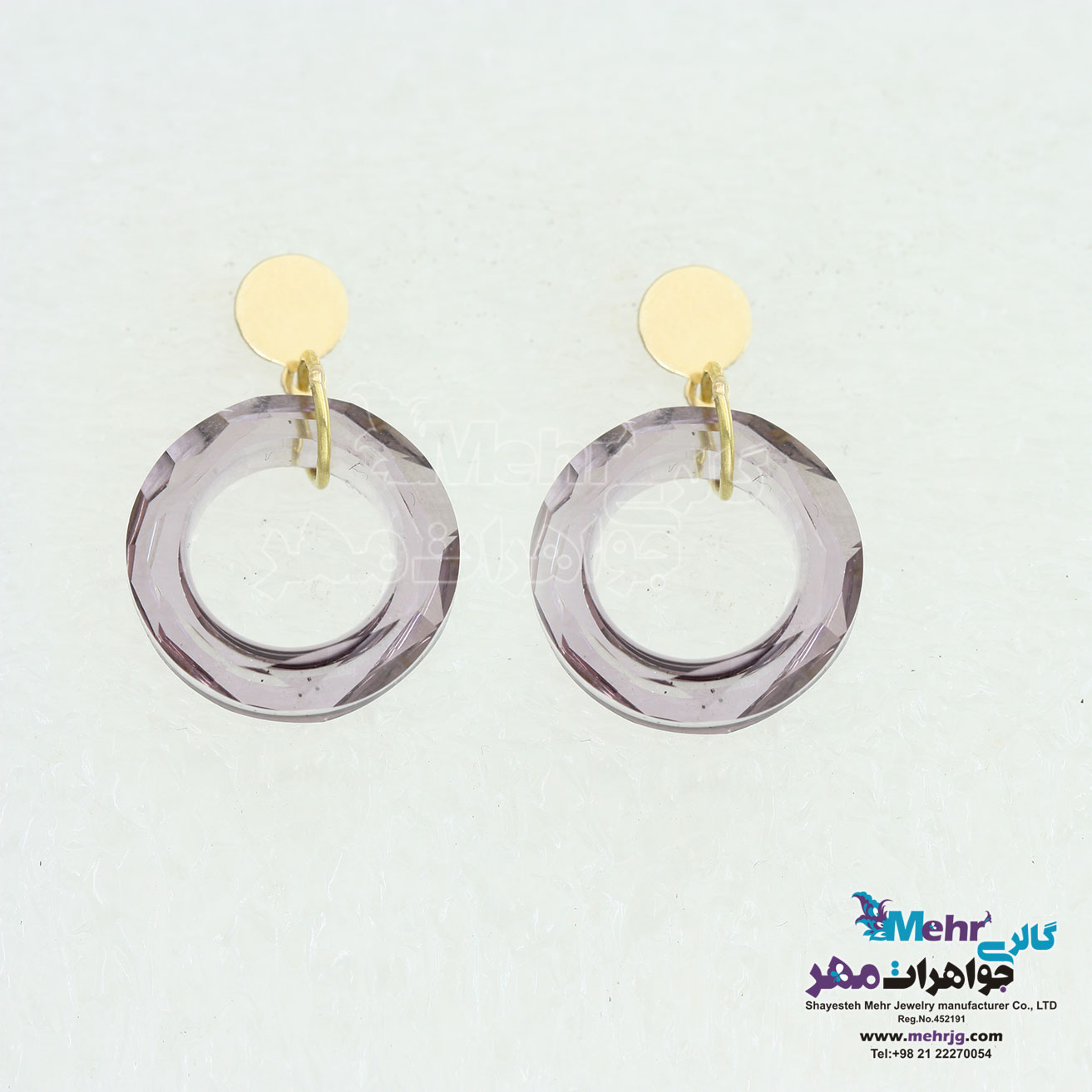 گوشواره طلا - سنگ سواروسکی رینگ