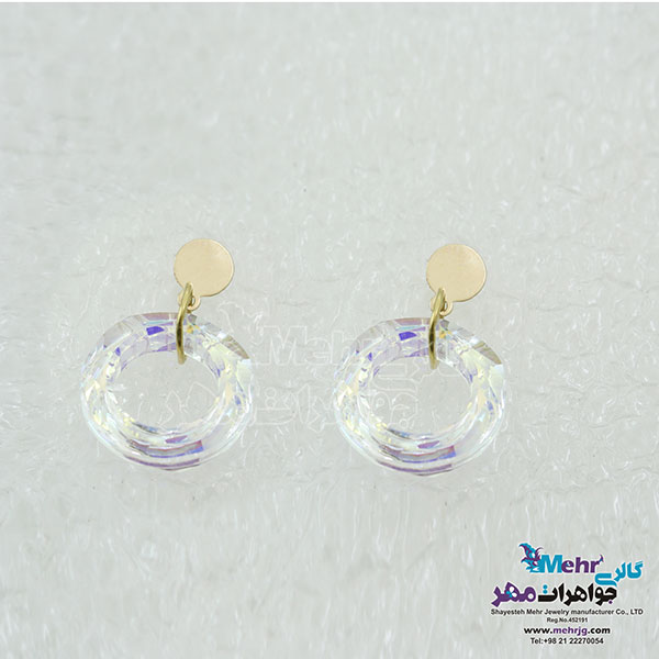 نیم ست طلا - آویز و گوشواره - سنگ سواروسکی رینگ