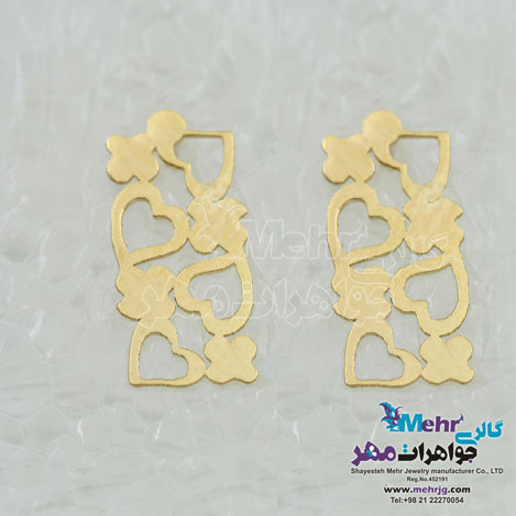 گوشواره طلا - طرح قلب و گل