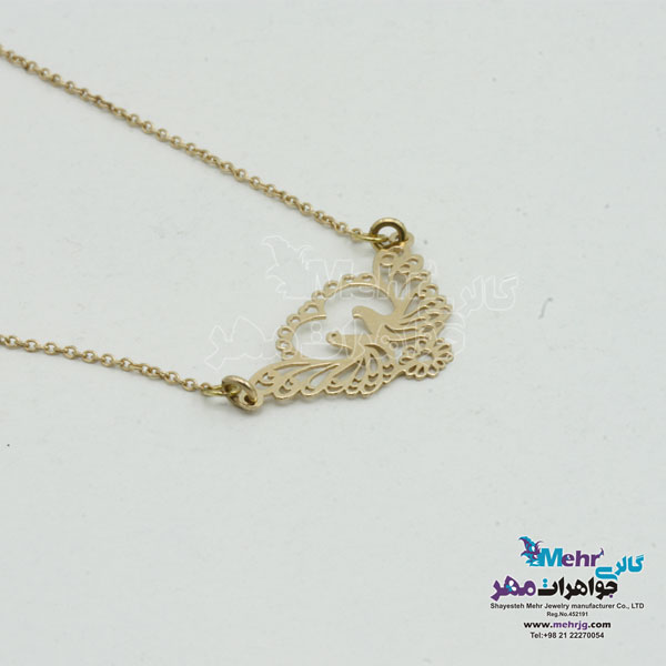 گردنبند طلا - طرح قلب و طاووس
