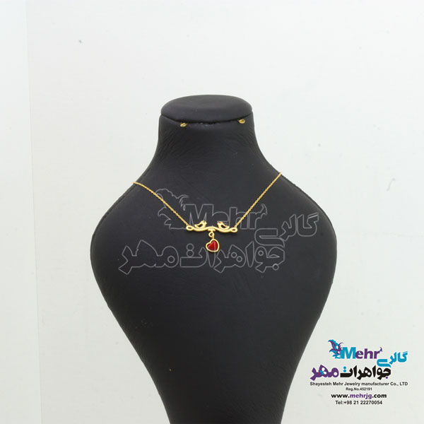 گردنبند طلا - طرح جوجه و قلب