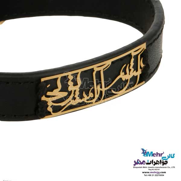 دستبند طلا و چرم - طرح آشوبم آرامشم تویی