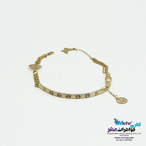 دستبند طلا - طرح کارتیه عاشقانه