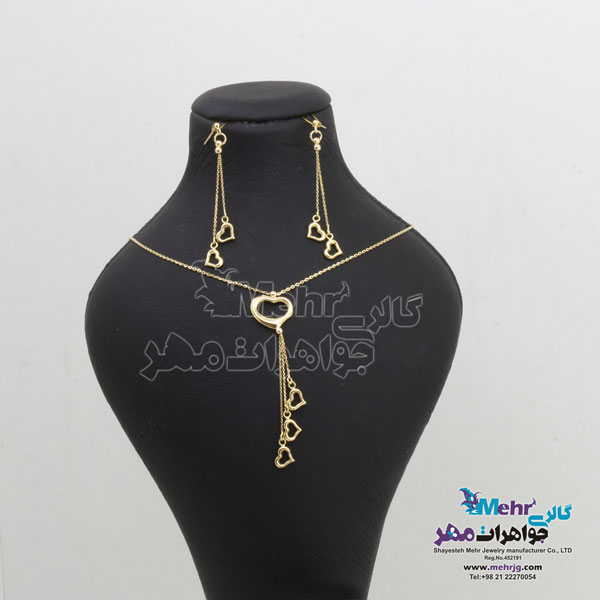 نیم ست طلا - گردنبند و گوشواره - طرح قلب